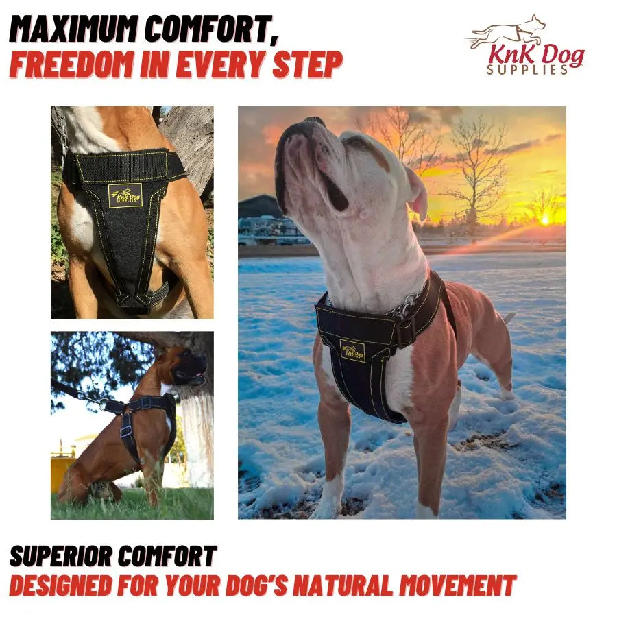 KNKĀ® Dog Harness for Pitbull and Bully breeds - 1,540 lbs Strength & Metal Buckles