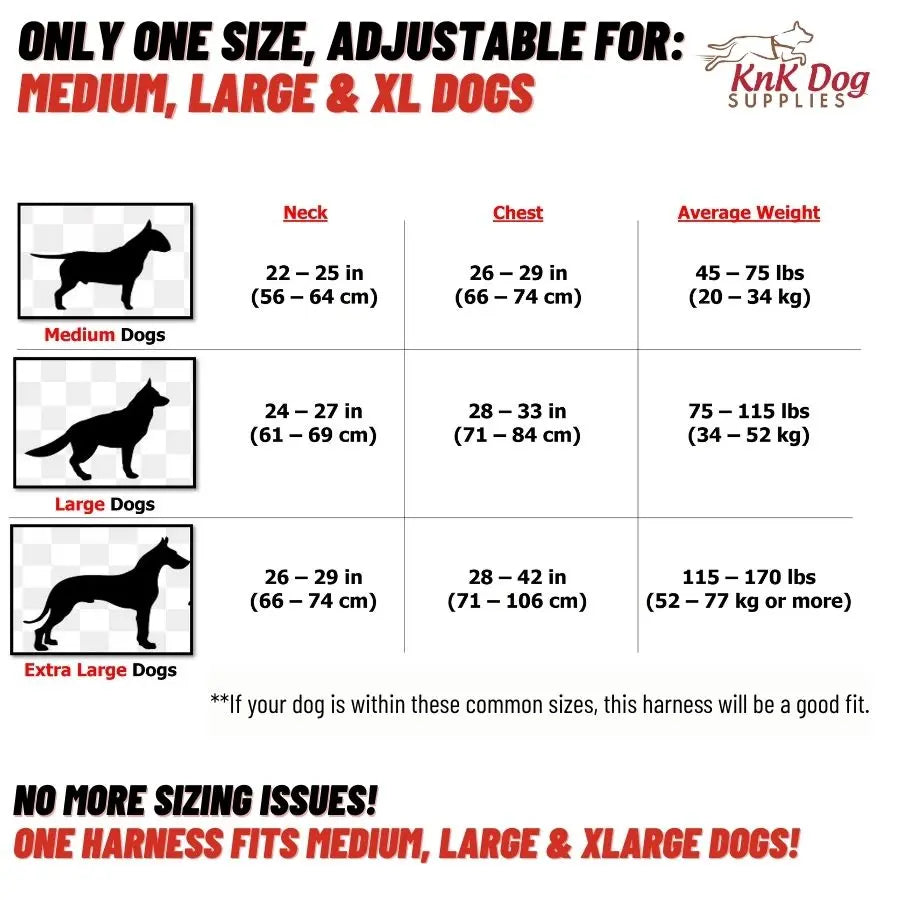 KNK® Dog Harness for Pitbull - 1,540 lbs Strength & Metal Buckles