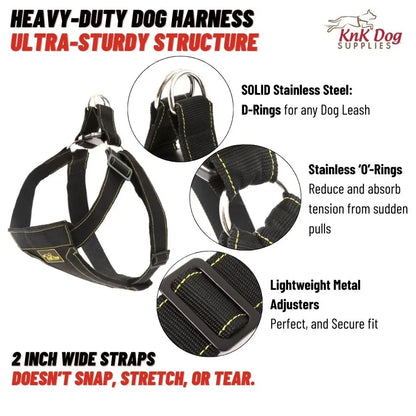 KNK® Dog Harness for Pitbull - 1,540 lbs Strength & Metal Buckles